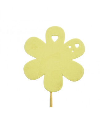 4A Piquet fleur jaune en bois | Longueur 20 centimètres | Diamètre 7 centimètres | Par 12 pièces
