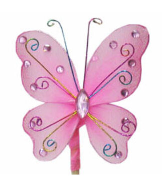 4A Piquet papillon rose Orient | Longueur 50 centimètres | Diamètre 7 centimètres | Par 25 pièces