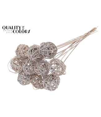 QC Bruce Ball 5cm on stem Frosted White | Per 50 stuks