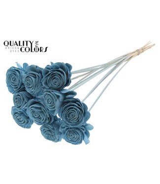 QC Shola Beauty Rose 6cm on stem Light Blue ( x 50 )