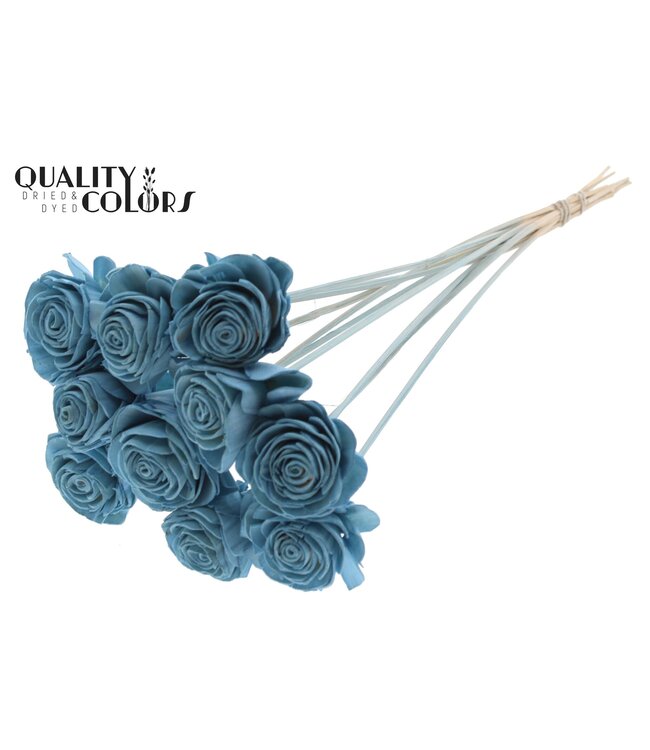 Shola Beauty Rose 6cm on stem Light Blue ( x 50 )