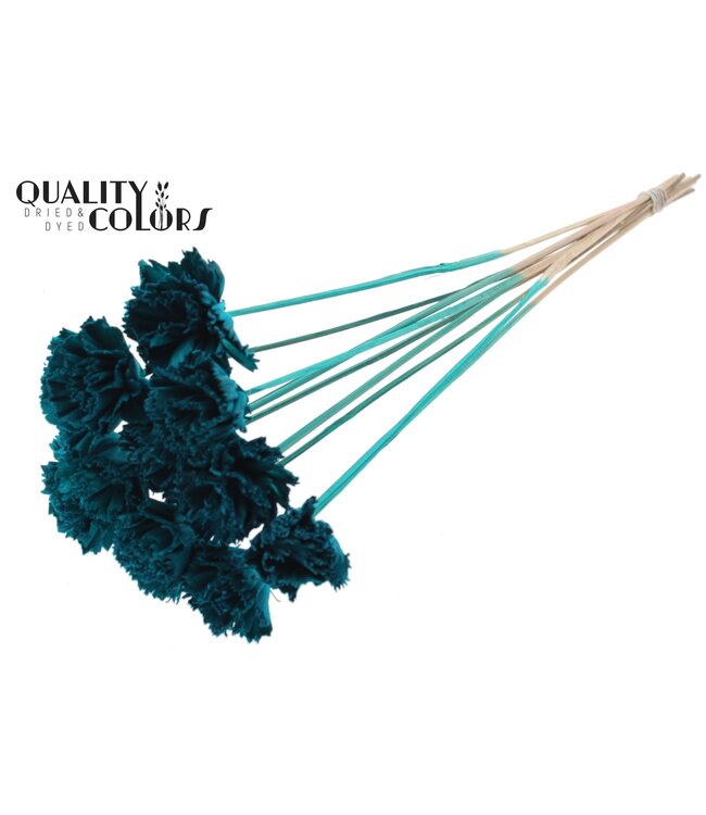 Shola Karnish Flower 6cm on stem Turquoise ( x 50 )