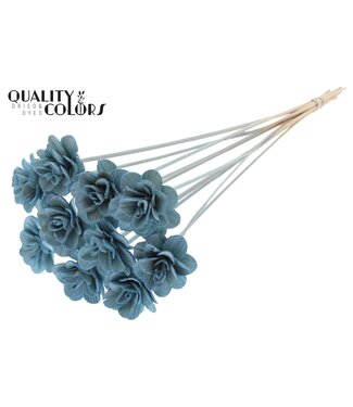 QC Beetal Rose 6cm on stem Light Blue ( x 50 )