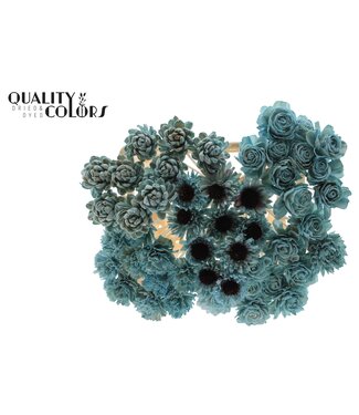 QC Shola Flower Mix on stem Light Blue ( x 50 )