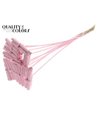 QC Jute Stick Posy on stem Covered Light Pink | Per 50 stuks