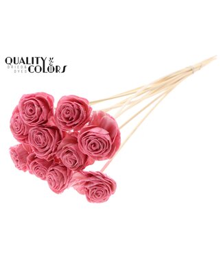 QC Shola Beauty Rose 6cm on stem Wax Light Pink | Per 50 stuks