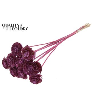 QC Cedar Rose on stem Metallic Pink | Per 50 stuks