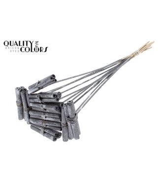 QC Jute Stick Posy on stem Metallic Graphite | Per 50 stuks