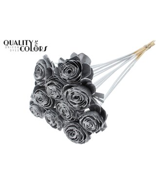 QC Shola Beauty Rose 6cm on stem Silver | Per 50 stuks