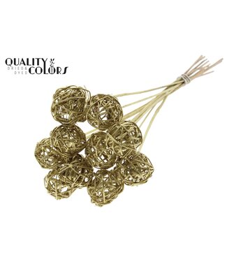 QC Bruce Ball 5cm on stem Gold | Per 50 stuks