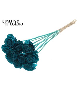 QC Shola Beauty Rose 6cm on stem Turquoise ( x 50 )