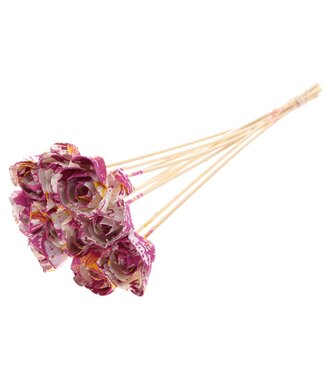 QC Shola Dear Holly 6cm on stem Multicolour Cerise/Yellow | Per 50 stuks