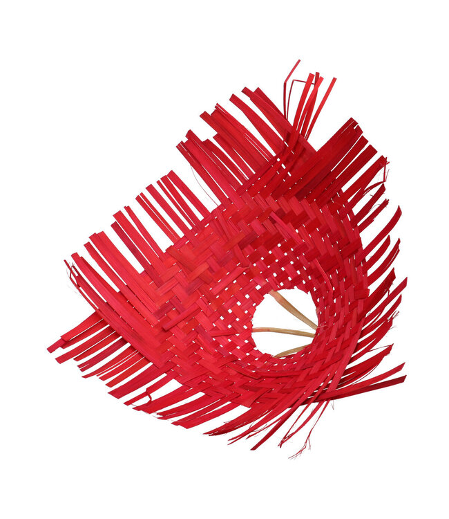 Porte-bouquet rouge en bambou tressé | Diamètre 30 centimètres | Commande par 6 pièces