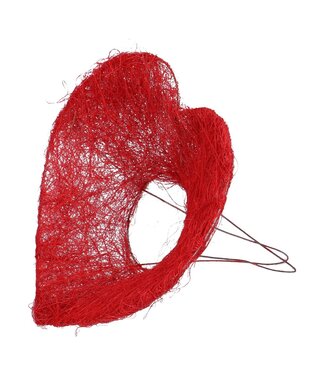 4A Porte-bouquet en sisal rouge en forme de cœur | Diamètre 20 centimètres | Par 10 pièces
