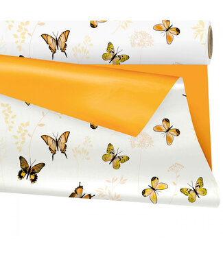 4A Orange matte Folie auf Rolle zweifarbiges Schmetterlingsmotiv Floraison | Breite 80 Zentimeter | Länge 25 Meter | Pro Stück