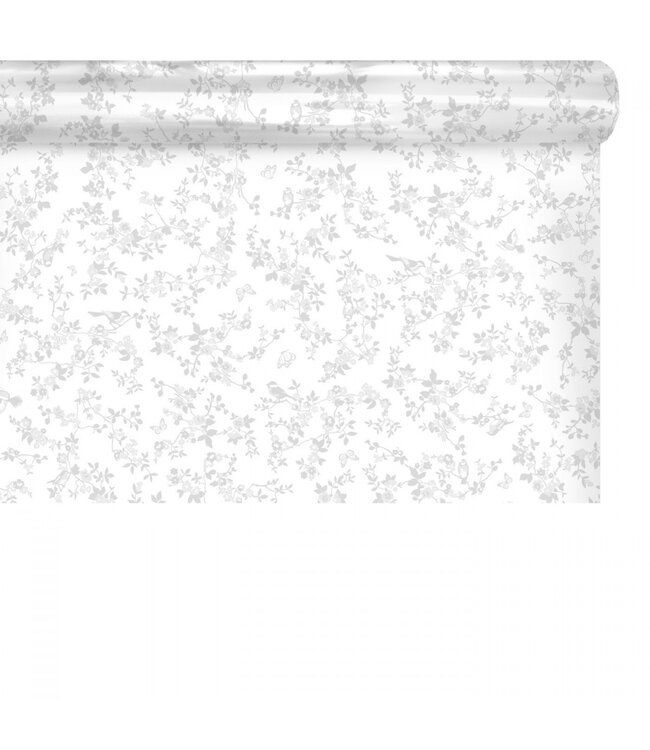 White natural madness on roll bird motif | Width 80 centimetres | Length 100 metres | Available per piece