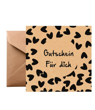 4A Brown natural gift card with heart | Size 13 x 13 centimetres | Per 25 pieces