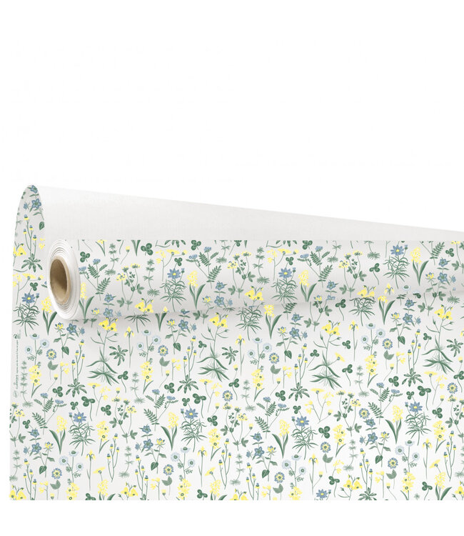 Papier à motif floral jaune vert blanc sur rouleau Ysee | Largeur 80 centimètres | Longueur 40 mètres | À commander à l'unité