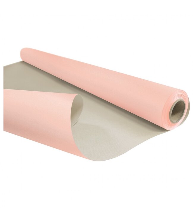 Papier rose clair et gris en rouleau bicolore | Largeur 80 centimètres | Longueur 40 mètres | 60 grammes/m² | À commander à l'unité