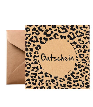 4A Brown natural gift card with leopard print | Size 13 x 13 centimetres | Per 25 pieces
