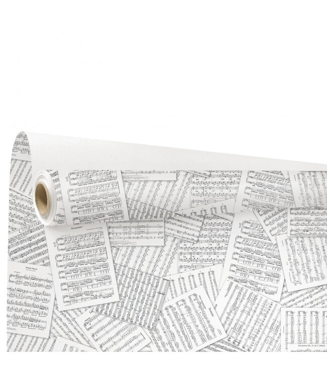 Music note pattern black and white on roll Recital | Width 80 centimetres | Length 40 metres | Available per piece