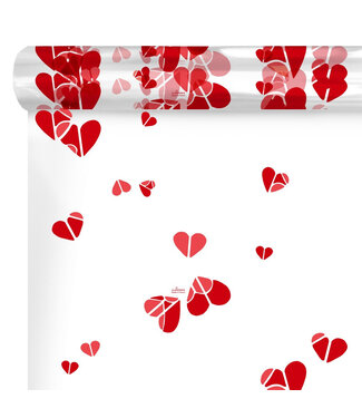 4A Red foil on roll heart motif | Width 60 centimetres | Length 120 metres | Per piece