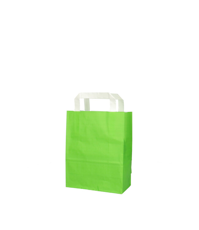 Sacs en papier vert clair | Dimensions 18 x 8 x 23 centimètres | Commande par 50 pièces