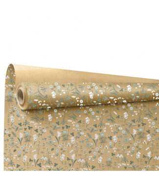 4A Brown green white floral pattern Ysee | Width 80 centimetres | Length 40 metres | Per piece