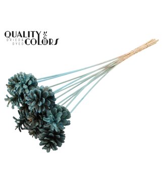 QC Pine cone 5-7cm on stem Intense Light Blue | Per 50 stuks