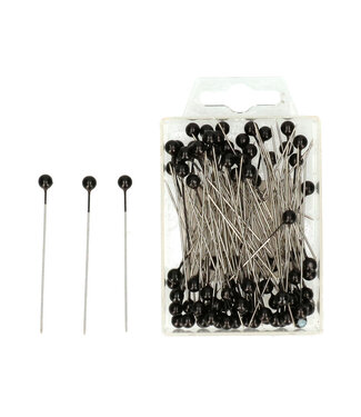 4A Black pearl pins | Diameter 6 millimetres | Length 65 millimetres | Per 100 pins
