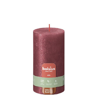 4A Bougie rustique rouge brillante | Diamètre 7 centimètres | Hauteur 13 centimètres | Par lot de 4 pièces