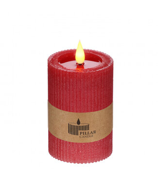 4A Bougie LED rouge cannelée | Diamètre 7 centimètres | Hauteur 10 centimètres | Piles AAA non incluses | Par lot de 6 pièces