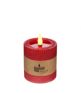 4A Bougie LED rouge côtelée | Diamètre 7 centimètres | Hauteur 7,5 centimètres | Piles AAA non incluses | Par 6 pièces