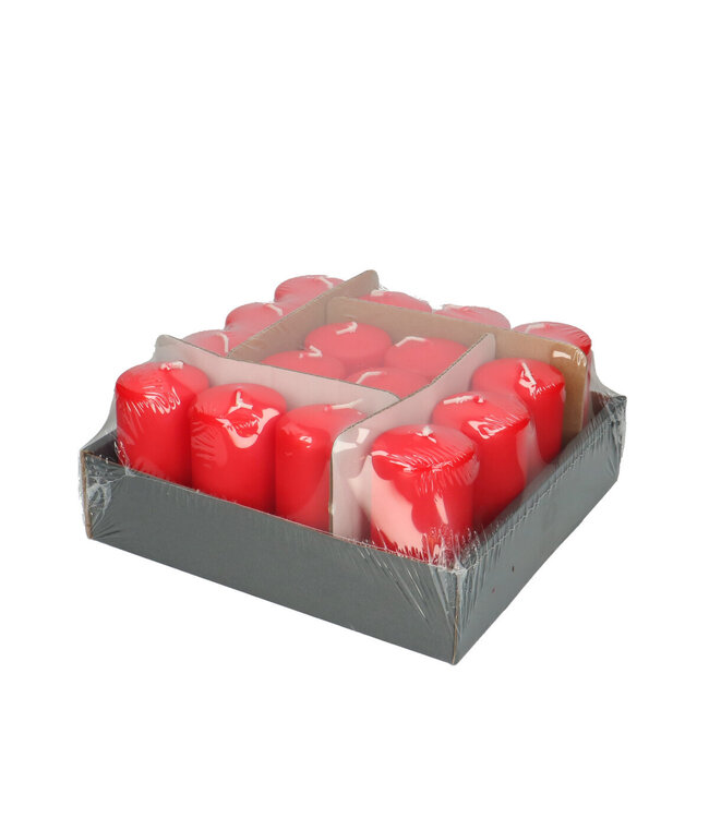 Bougie pilier Safe rouge | Diamètre 5 centimètres | Hauteur 10 centimètres | À commander par 16 pièces