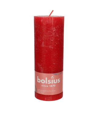 4A Bougie rustique rouge | Diamètre 7 centimètres | Hauteur 19 centimètres | Par 4 pièces