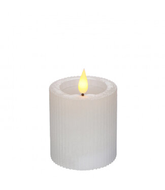 4A Bougie LED blanche à rainures | Diamètre 7 centimètres | Hauteur 7,5 centimètres | Piles AAA non incluses | Par 6 pièces