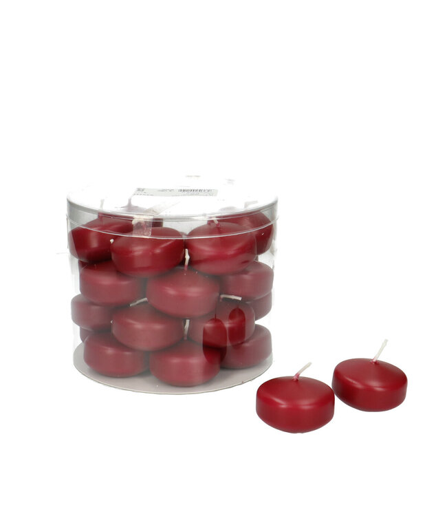 Bougie flottante bordeaux | Dimensions 5 x 3 centimètres | Commandable par 28 pièces