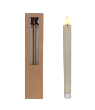 4A Bougie crayon LED couleur crème | Diamètre 2,1 centimètres | Longueur 25 centimètres | Piles AAA non incluses | Par 2 pièces