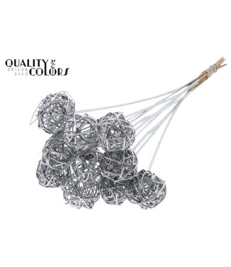 QC Bruce Ball 5cm on stem Silver | Per 50 stuks