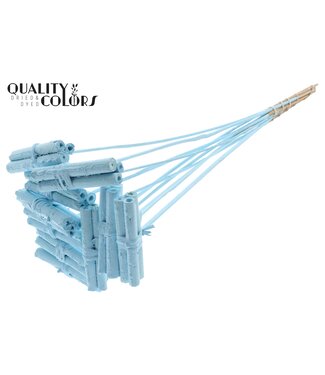QC Jute Stick Posy on stem Covered Light Blue | Per 50 stuks