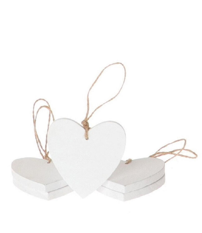 Natural white heart pendant decoration | Length 25 centimetres | Available to order in sets of 5