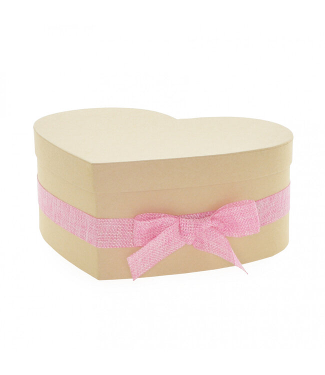 Pink Hatbox heart-shaped box with bow | Dimensions 20 x 25 x 10 centimetres | Available to order in sets of 6