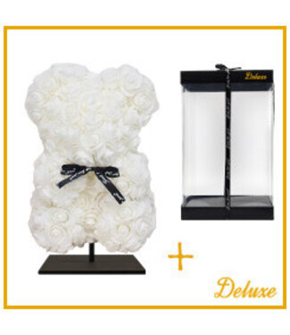 4A Beer van witte foam rozen | Hoogte 25 cm inclusief standaard | Per stuk