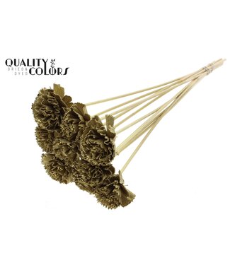 QC Shola Karnish Flower 6cm on stem Gold | Per 50 stuks
