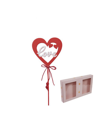4A Stecker rot Love Herz | Länge 20 Zentimeter | Durchmesser 7,5 Zentimeter | Pro 18 Stück