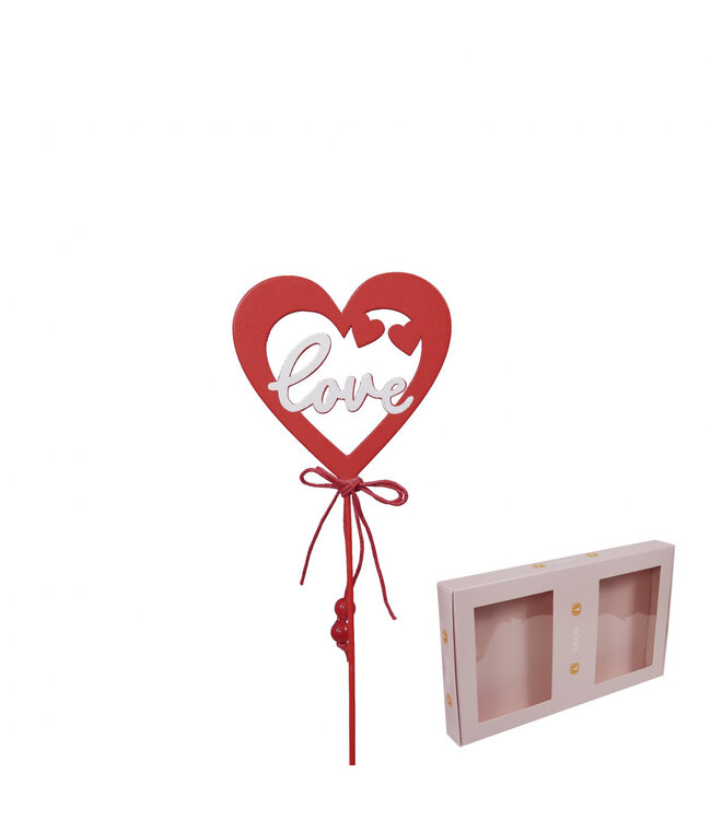 Red love heart pick | Length 20 centimetres | Diameter 7.5 centimetres | Available to order per 18 pieces