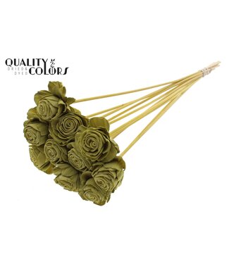 QC Shola Beauty Rose 6cm on stem Olive | Per 50 stuks