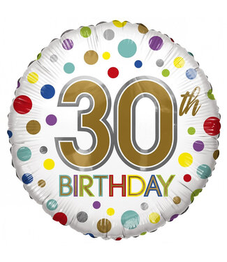 4A Mixed Colours Party! Balloon Eco "Birthday 30" | Diameter 45 centimetres | Pack of 10