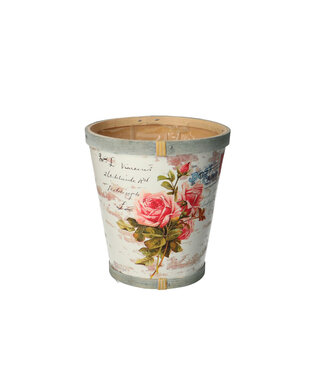 4A Hout Roos pot d13*14cm ( x 10 )