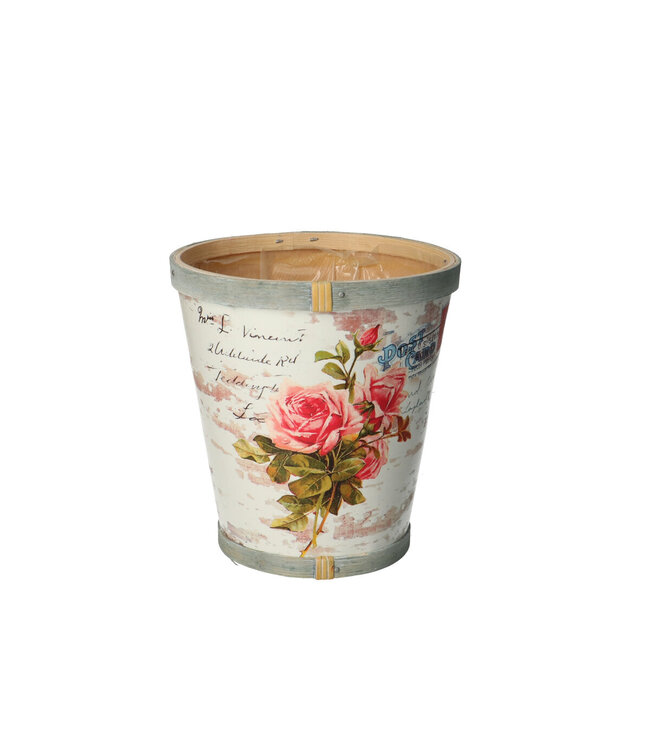 Hout Roos pot d13*14cm ( x 10 )